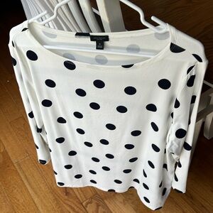 Ann Taylor white /navy 3/4 sleeve top